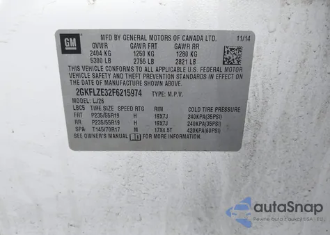 2015 GMC Terrain Denali from USA, damaged, VIN 2GKFLZE32F6215974